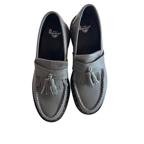 Dr. Martens Women's Adrian Virginia Grey Leather Tassel Loafer, Size 9 - Picture 2 of 6
